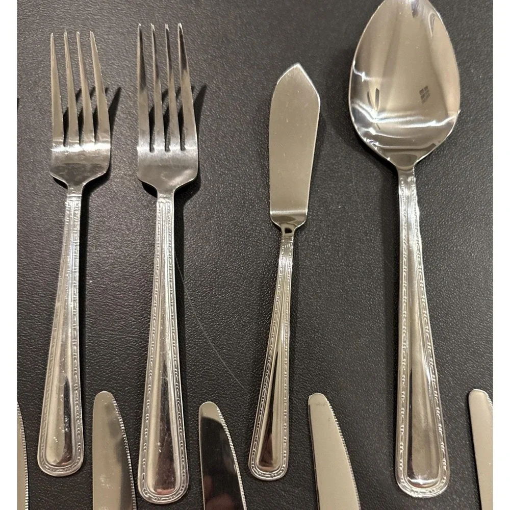 Vintage Pfaltzgraff Stainless Steel Flatware 13 Piece Set‎ Knives Forks Spoon